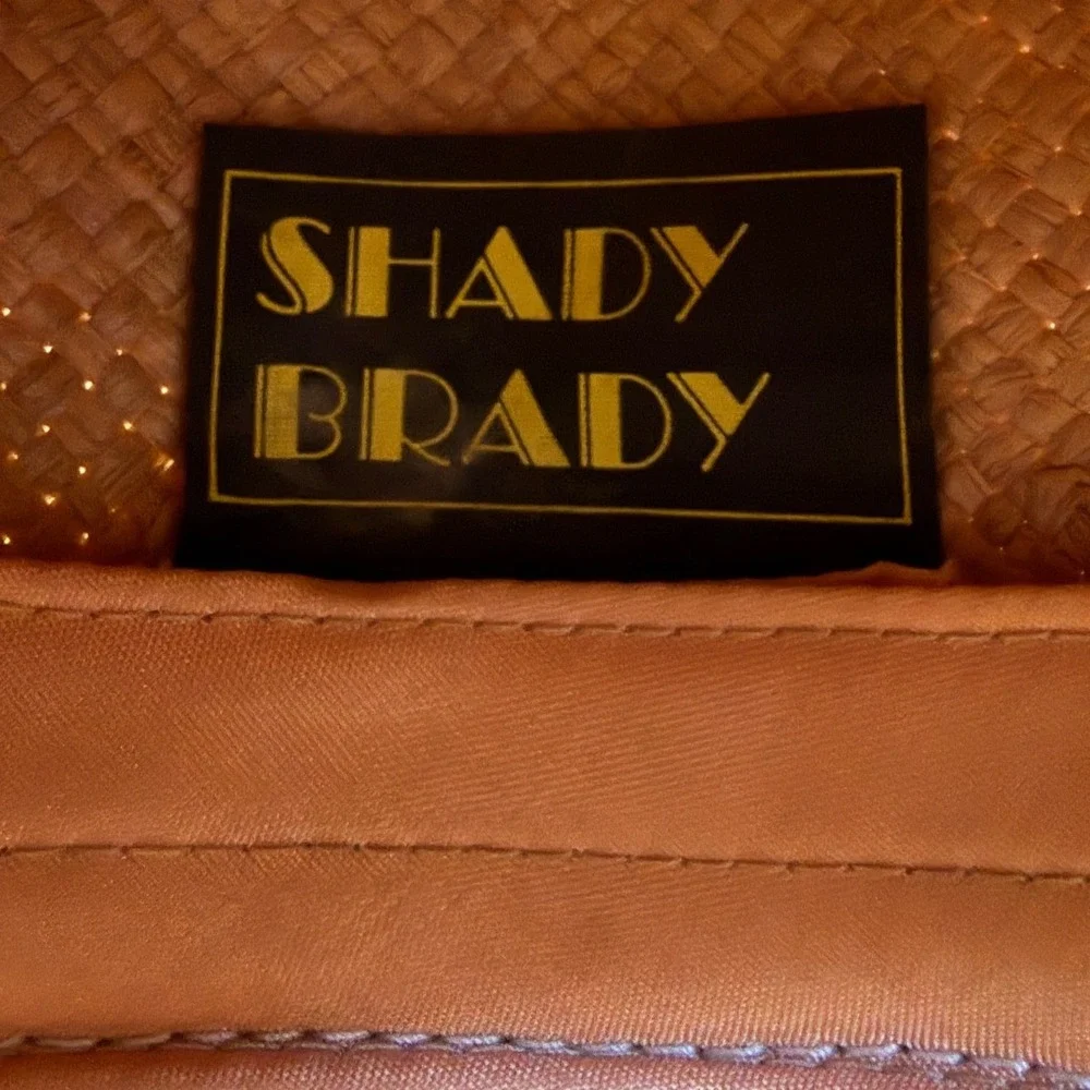Shady Brady 80s Straw Cowboy Hat Tan Raffia Feather Band Festival Western Small